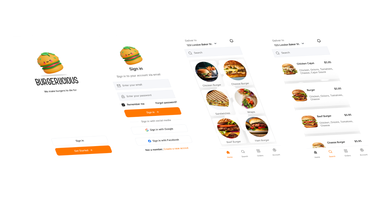 Burgerlicious App UI preview